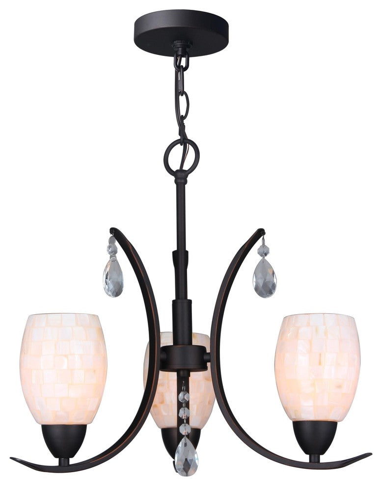 Woodbridge Lighting Olivia Pearl 3-Light Chandelier, Bronze