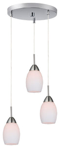 Olivia Pendants, Satin Nickel, Cord Hung, 3l Cluster, 10"