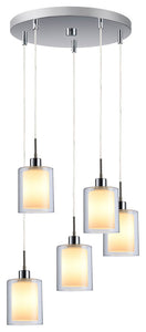 Alaina 5-Light Cluster Pendant, Chrome, Opal Glass