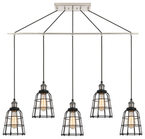 Woodbridge Lighting Fulton 5-Light Wire Cage Linear Pendant with ST64 Bulb