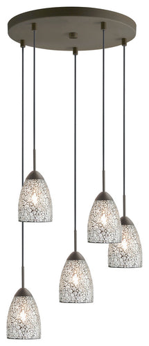 Venezia 5-Light Multi-Light Pendant, Metallic Bronze, Clear Glass