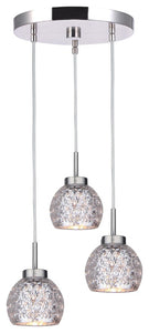 Woodbridge Lighting Charlotte 3-Light Cluster Pendant, Mercury Crystal Ball