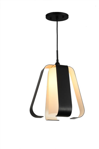 Bent 1-Light Mid-Pendant, Black and White