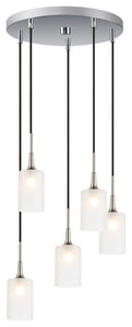 Woodbridge Lighting Chelsea Cluster Pendant, Opal Cylinder Glass, Satin Nickel