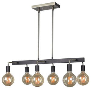 Ethan 6-Light Linear Pendant, Brushed Brass and Bronze