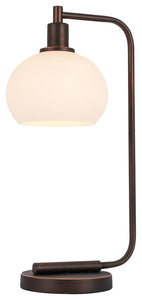 Austin 1-Light Table Lamp, Bronze, Opal Elliptical Ball Glass