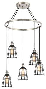 Woodbridge Lighting Fulton 5-Light Wire Cage Pendant Chandelier with ST64 Bulb