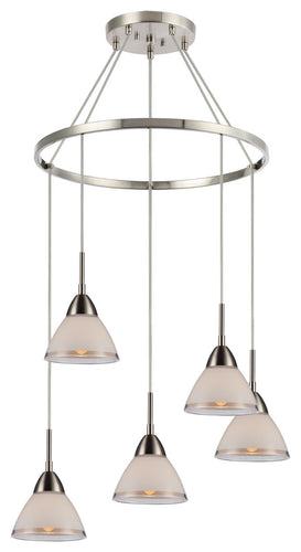 Lucia 5-Light Pendant Chandelier, Satin Nickel, LED G9