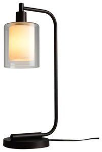 Alaina 1-Light Table Lamp, Bronze, Clear & Opal Double Glass