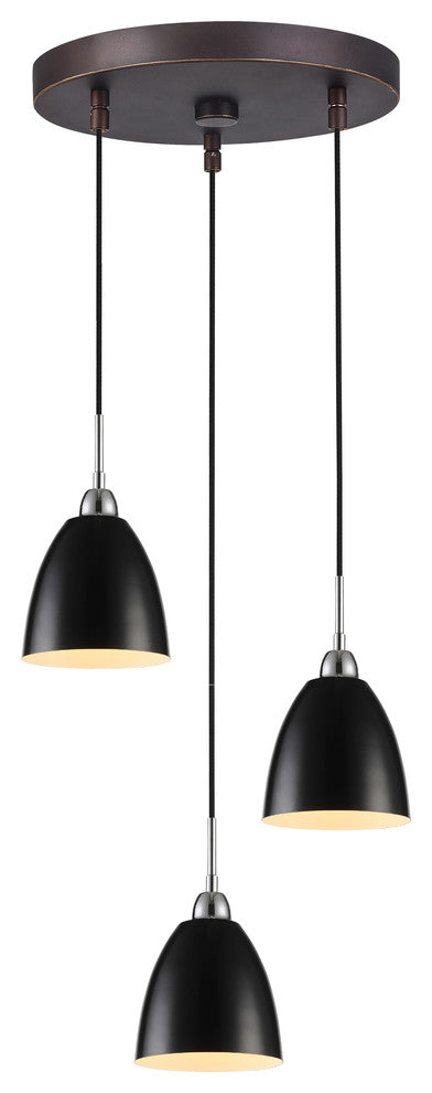 Woodbridge Lighting Vento 3-Light Pendant Cluster, Black, Bronze