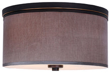 Load image into Gallery viewer, Hudson Flush Mount, Bronze, Fabric Shade, Maroon