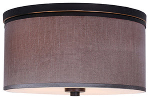 Hudson Flush Mount, Bronze, Fabric Shade, Maroon